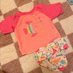 2 Piece swim set with reusable diaper bottoms